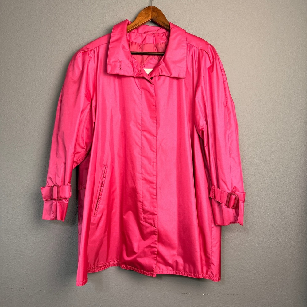Neiman Marcus Sz 6 Princess Pink Oversized Trench Raincoat Nylon Water Resistant